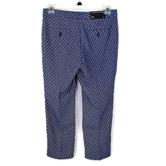 Banana Republic Avery Blue Geometric Stripe Ankle Pants Womens Size 4P Petite - Picture 2 of 7